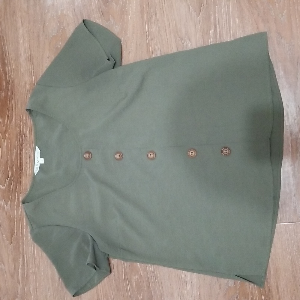 (S) Cleo Petites Casual Travel Coastal Vacation Flowy Blouse Cabin Woodsy